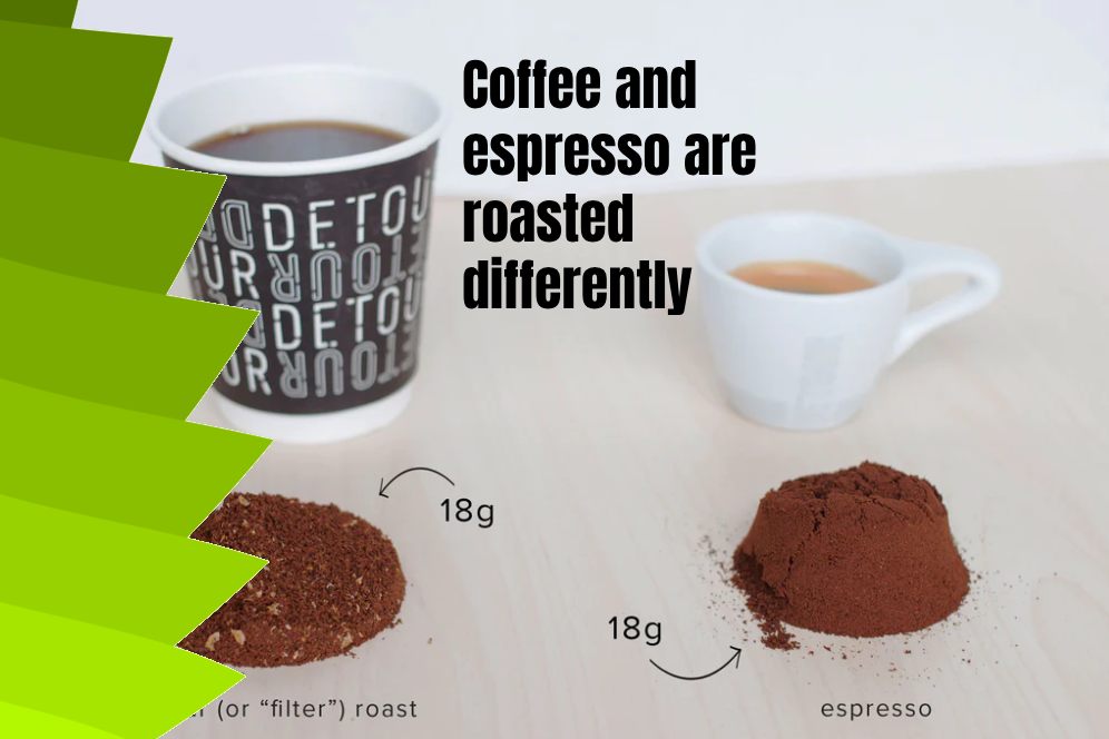 Coffee and espresso are roasted differently