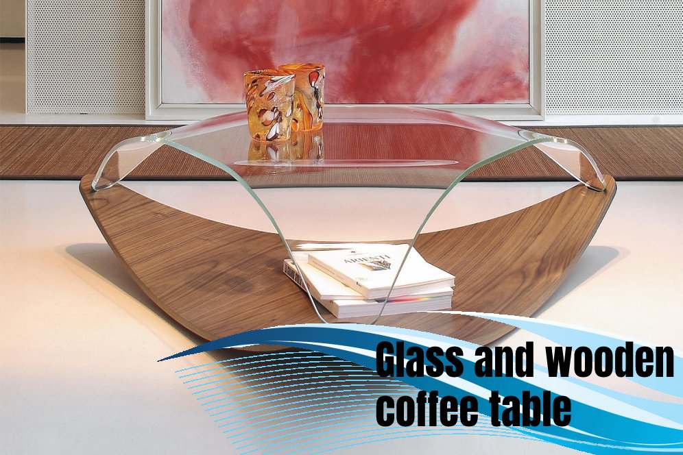 Glass and wooden coffee table